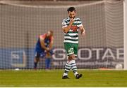 4 August 2022; Richie Towell of Shamrock Rovers reacts after his side concede their first goal during the UEFA Europa League third qualifying round first leg match between Shamrock Rovers and Shkupi at Tallaght Stadium in Dublin. Photo by Eóin Noonan/Sportsfile