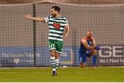 4 August 2022; Richie Towell of Shamrock Rovers reacts after his side concede their first goal during the UEFA Europa League third qualifying round first leg match between Shamrock Rovers and Shkupi at Tallaght Stadium in Dublin. Photo by Eóin Noonan/Sportsfile