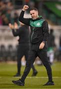 4 August 2022; Shamrock Rovers manager Stephen Bradley celebrates after the UEFA Europa League third qualifying round first leg match between Shamrock Rovers and Shkupi at Tallaght Stadium in Dublin. Photo by Stephen McCarthy/Sportsfile