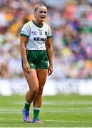 31 July 2022; Vikki Wall of Meath leaves the pitch after she was shown a yellow card by referee Maggie Farrelly during the TG4 All-Ireland Ladies Football Senior Championship Final match between Kerry and Meath at Croke Park in Dublin. Photo by Piaras Ó Mídheach/Sportsfile