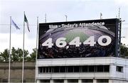 31 July 2022; A general view of the attendance displayed on a big screen at the TG4 All-Ireland Ladies Football Senior Championship Final match between Kerry and Meath at Croke Park in Dublin. Photo by Piaras Ó Mídheach/Sportsfile