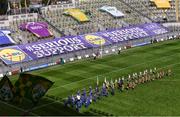 31 July 2022; Both teams march in the pre-match parade behind the Artane Band before the TG4 All-Ireland Ladies Football Senior Championship Final match between Kerry and Meath at Croke Park in Dublin. Photo by Piaras Ó Mídheach/Sportsfile