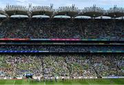 31 July 2022; Both teams march in the pre-match parade behind the Artane Band before the TG4 All-Ireland Ladies Football Senior Championship Final match between Kerry and Meath at Croke Park in Dublin. Photo by Piaras Ó Mídheach/Sportsfile