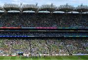 31 July 2022; Both teams march in the pre-match parade behind the Artane Band before the TG4 All-Ireland Ladies Football Senior Championship Final match between Kerry and Meath at Croke Park in Dublin. Photo by Piaras Ó Mídheach/Sportsfile