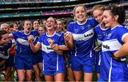 31 July 2022; Laois players celebrate after their side's victory in the TG4 All-Ireland Ladies Football Intermediate Championship Final match between Laois and Wexford at Croke Park in Dublin. Photo by Piaras Ó Mídheach/Sportsfile