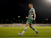 4 August 2022; Gary O'Neill of Shamrock Rovers celebrates after scoring his side's third goal during the UEFA Europa League third qualifying round first leg match between Shamrock Rovers and Shkupi at Tallaght Stadium in Dublin. Photo by Eóin Noonan/Sportsfile