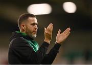 4 August 2022; Shamrock Rovers manager Stephen Bradley after the UEFA Europa League third qualifying round first leg match between Shamrock Rovers and Shkupi at Tallaght Stadium in Dublin. Photo by Eóin Noonan/Sportsfile