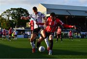 5 August 2022; Daniel Kelly of Dundalk in action against Ryan Graydon of Derry City during the SSE Airtricity League Premier Division match between Dundalk and Derry City at Oriel Park in Dundalk, Louth. Photo by Ben McShane/Sportsfile