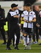 5 August 2022; Dundalk head coach Stephen O'Donnell with Ryan O'Kane of Dundalk after their side's draw in the SSE Airtricity League Premier Division match between Dundalk and Derry City at Oriel Park in Dundalk, Louth. Photo by Ben McShane/Sportsfile