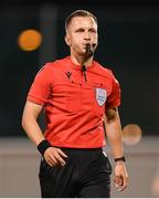 4 August 2022; Referee Bartosz Frankowski during the UEFA Europa League third qualifying round first leg match between Shamrock Rovers and Shkupi at Tallaght Stadium in Dublin. Photo by Stephen McCarthy/Sportsfile