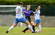 6 August 2022; Gemma Corrigan of Wexford & District Women's League in action against Courtney Masterson of Eastern Women's Football League during the FAI Women's Angela Hearst InterLeague Cup Final match between Wexford & District Women's League and Eastern Women's Football League at Arklow Town FC, in Wicklow. Photo by Seb Daly/Sportsfile