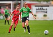 6 August 2022; Stephanie Roche of Peamount United and Rachel Graham of Shelbourne during the 2022 EVOKE.ie FAI Women's Cup Quarter-Final match between Shelbourne and Peamount United at Tolka Park in Dublin. Photo by Ben McShane/Sportsfile