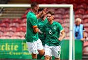 6 August 2022; Eoin Murphy of Republic of Ireland, right, celebrates after scoring his side's first goal during the Amateur International match between Republic of Ireland and Wales at Turner's Cross in Cork. Photo by Michael P Ryan/Sportsfile