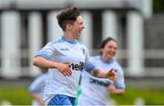 6 August 2022; Jess Hunt of Eastern Women's Football League celebrates after scoring her side's third goal during the FAI Women's Angela Hearst InterLeague Cup Final match between Wexford & District Women's League and Eastern Women's Football League at Arklow Town FC, in Wicklow. Photo by Seb Daly/Sportsfile