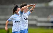 6 August 2022; Jess Hunt of Eastern Women's Football League celebrates after scoring her side's third goal during the FAI Women's Angela Hearst InterLeague Cup Final match between Wexford & District Women's League and Eastern Women's Football League at Arklow Town FC, in Wicklow. Photo by Seb Daly/Sportsfile
