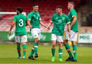 6 August 2022; Luke Casey of Republic of Ireland, second from right, celebrates after scoring his side's second goal during the Amateur International match between Republic of Ireland and Wales at Turner's Cross in Cork. Photo by Michael P Ryan/Sportsfile