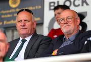 6 August 2022; FAI president Gerry McAnaney, left, with FAI Director of Competitions Fran Gavin in attendance during the Amateur International match between Republic of Ireland and Wales at Turner's Cross in Cork. Photo by Michael P Ryan/Sportsfile