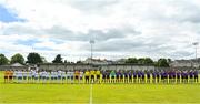 6 August 2022; Players and officials before the FAI Women's Angela Hearst InterLeague Cup Final match between Wexford & District Women's League and Eastern Women's Football League at Arklow Town FC, in Wicklow. Photo by Seb Daly/Sportsfile