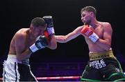 6 August 2022; Sean McComb, right, and Ramiro Blanco during their super-lightweight bout at SSE Arena in Belfast. Photo by Ramsey Cardy/Sportsfile