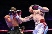 6 August 2022; Kieran Molloy, right, and Evgenii Vazem during their super-welterweight bout at SSE Arena in Belfast. Photo by Ramsey Cardy/Sportsfile