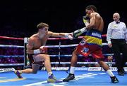 6 August 2022; Michael Conlan, left, and Miguel Marriaga during their featherweight bout at SSE Arena in Belfast. Photo by Ramsey Cardy/Sportsfile