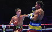 6 August 2022; Michael Conlan, left, and Miguel Marriaga during their featherweight bout at SSE Arena in Belfast. Photo by Ramsey Cardy/Sportsfile