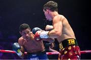 6 August 2022; Michael Conlan, right, and Miguel Marriaga during their featherweight bout at SSE Arena in Belfast. Photo by Ramsey Cardy/Sportsfile