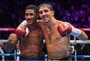 6 August 2022; Michael Conlan, right, and Miguel Marriaga after their featherweight bout at SSE Arena in Belfast. Photo by Ramsey Cardy/Sportsfile