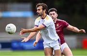 6 August 2022; Ben Shovlin of Kilmacud Crokes in action against Seán McCarthy of Raheny during the Dublin County Senior Club Football Championship Group 1 match between Kilmacud Crokes and Raheny at Parnell Park in Dublin. Photo by Piaras Ó Mídheach/Sportsfile
