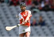 7 August 2022; Ciara Donnelly of Armagh takes a free during the Glen Dimplex All-Ireland Premier Junior Camogie Championship Final match between Antrim and Armagh at Croke Park in Dublin. Photo by Piaras Ó Mídheach/Sportsfile