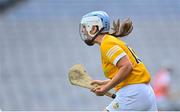 7 August 2022; Dervla Cosgrove of Antrim celebrates at the final whistle after her side's victory in the Glen Dimplex All-Ireland Premier Junior Camogie Championship Final match between Antrim and Armagh at Croke Park in Dublin. Photo by Seb Daly/Sportsfile