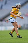 7 August 2022; Dervla Cosgrove of Antrim celebrates at the final whistle after her side's victory in the Glen Dimplex All-Ireland Premier Junior Camogie Championship Final match between Antrim and Armagh at Croke Park in Dublin. Photo by Seb Daly/Sportsfile