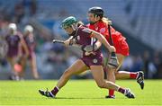 7 August 2022; Niamh McPeake of Galway in action against Niamh O’Leary of Cork during the Glen Dimplex All-Ireland Intermediate Camogie Championship Final match between Cork and Galway at Croke Park in Dublin. Photo by Seb Daly/Sportsfile