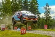 7 August 2022; Ireland's Josh McErlean and James Fulton in their Hyundai i20 N during day four of the FIA World Rally Championship Secto Rally in Jyväskylä, Finland. Photo by Philip Fitzpatrick/Sportsfile