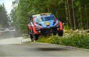 7 August 2022; theirry Neuville and Martijn Wydaeghe in their Hyundai i20 N Rally 1 during day four of the FIA World Rally Championship Secto Rally in Jyväskylä, Finland. Photo by Philip Fitzpatrick/Sportsfile