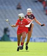 7 August 2022; Rachel O’Shea of Cork in action against Ally Hesnan of Galway during the Glen Dimplex All-Ireland Intermediate Camogie Championship Final match between Cork and Galway at Croke Park in Dublin. Photo by Seb Daly/Sportsfile