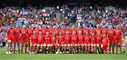 7 August 2022; The Cork panel before the Glen Dimplex All-Ireland Senior Camogie Championship Final match between Cork and Kilkenny at Croke Park in Dublin. Photo by Seb Daly/Sportsfile