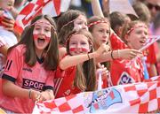 7 August 2022; Cork supporters during the Glen Dimplex All-Ireland Senior Camogie Championship Final match between Cork and Kilkenny at Croke Park in Dublin. Photo by Seb Daly/Sportsfile