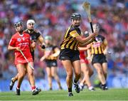 7 August 2022; Tiffanie Fitzgerald of Kilkenny scores a point during the Glen Dimplex All-Ireland Senior Camogie Championship Final match between Cork and Kilkenny at Croke Park in Dublin. Photo by Piaras Ó Mídheach/Sportsfile