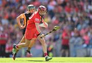 7 August 2022; Katrina Mackey of Cork in action against Michelle Teehan of Kilkenny during the Glen Dimplex All-Ireland Senior Camogie Championship Final match between Cork and Kilkenny at Croke Park in Dublin. Photo by Seb Daly/Sportsfile