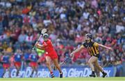 7 August 2022; Laura Tracey of Cork in action against Julianne Malone of Kilkenny during the Glen Dimplex All-Ireland Senior Camogie Championship Final match between Cork and Kilkenny at Croke Park in Dublin. Photo by Seb Daly/Sportsfile