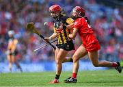 7 August 2022; Katie Nolan of Kilkenny in action against Meabh Murphy of Cork during the Glen Dimplex All-Ireland Senior Camogie Championship Final match between Cork and Kilkenny at Croke Park in Dublin. Photo by Piaras Ó Mídheach/Sportsfile