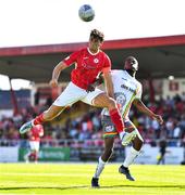 7 August 2022; Shane Blaney of Sligo Rovers in action against Junior Ogedi-Uzokwe of Bohemians during the SSE Airtricity League Premier Division match between Sligo Rovers and Bohemians at The Showgrounds in Sligo. Photo by Ben McShane/Sportsfile