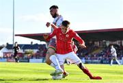 7 August 2022; Ethon Varian of Bohemians in action against Patrick Kirk of Sligo Rovers during the SSE Airtricity League Premier Division match between Sligo Rovers and Bohemians at The Showgrounds in Sligo. Photo by Ben McShane/Sportsfile