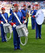 7 August 2022; Percussionists with The Artane Band, before the Glen Dimplex All-Ireland Senior Camogie Championship Final match between Cork and Kilkenny at Croke Park in Dublin. Photo by Piaras Ó Mídheach/Sportsfile