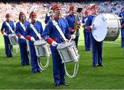 7 August 2022; Percussionists withf The Artane Band, before the Glen Dimplex All-Ireland Senior Camogie Championship Final match between Cork and Kilkenny at Croke Park in Dublin. Photo by Piaras Ó Mídheach/Sportsfile