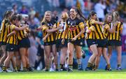 7 August 2022; Miriam Bambrick of Kilkenny celebrates after her side's victory in the Glen Dimplex All-Ireland Senior Camogie Championship Final match between Cork and Kilkenny at Croke Park in Dublin. Photo by Piaras Ó Mídheach/Sportsfile