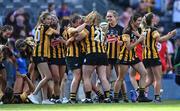 7 August 2022; Kilkenny players celebrate after their side's victory in the Glen Dimplex All-Ireland Senior Camogie Championship Final match between Cork and Kilkenny at Croke Park in Dublin. Photo by Piaras Ó Mídheach/Sportsfile