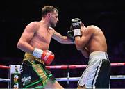 6 August 2022; Sean McComb, left, and Ramiro Blanco during their super-lightweight bout at SSE Arena in Belfast. Photo by Ramsey Cardy/Sportsfile