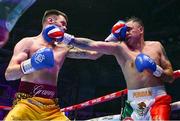 6 August 2022; Padraig McCrory, left, and Marco Antonio Periban during their WBC International silver super-middleweight title bout at SSE Arena in Belfast. Photo by Ramsey Cardy/Sportsfile